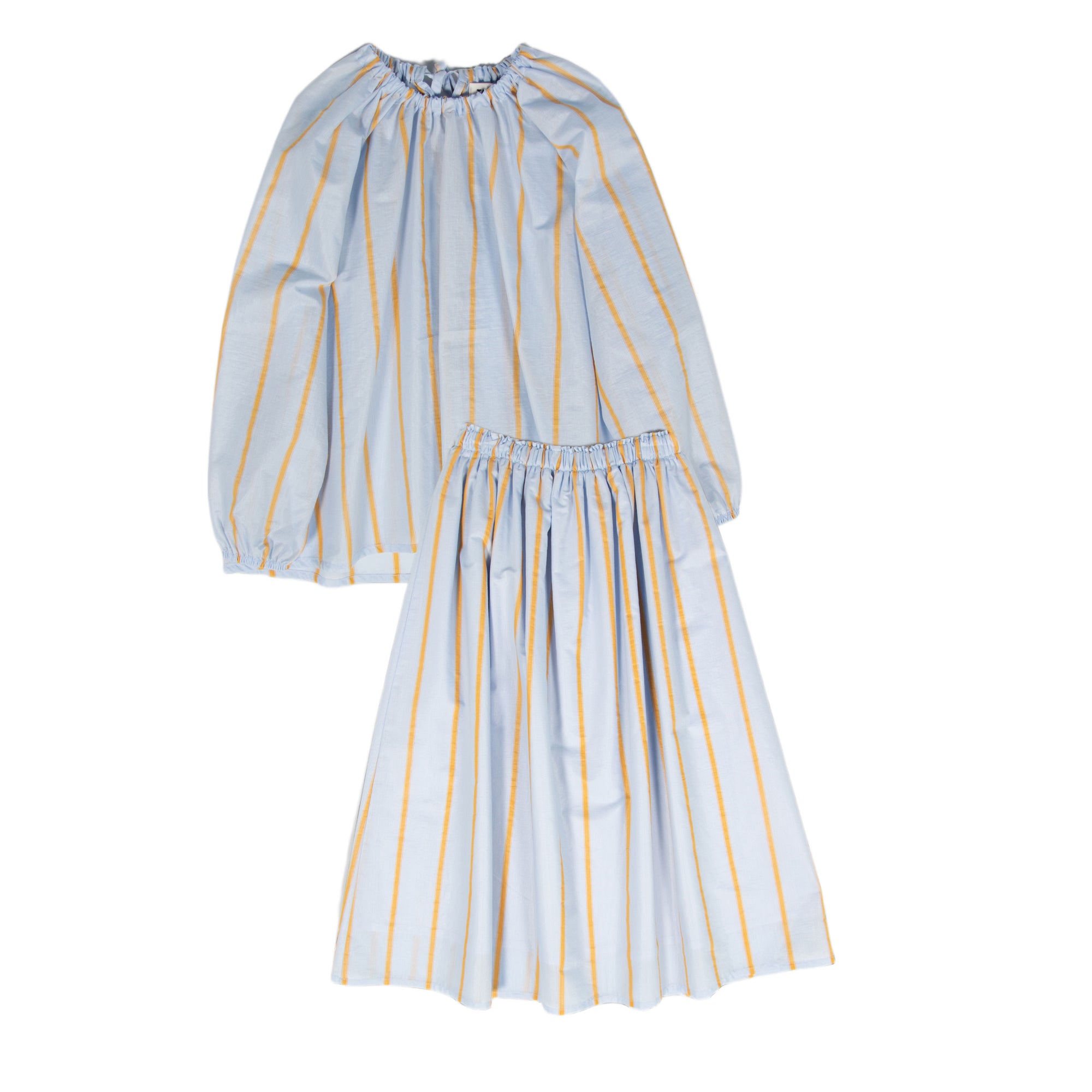 Striped Midi Skirt+ Blouse Set