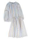 Striped Midi Skirt+ Blouse Set