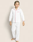White Red Piping Pajama Set