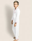 White Red Piping Pajama Set