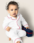 White Red Piping Baby Romper