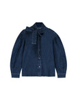 Tie Neck Denim Blouse
