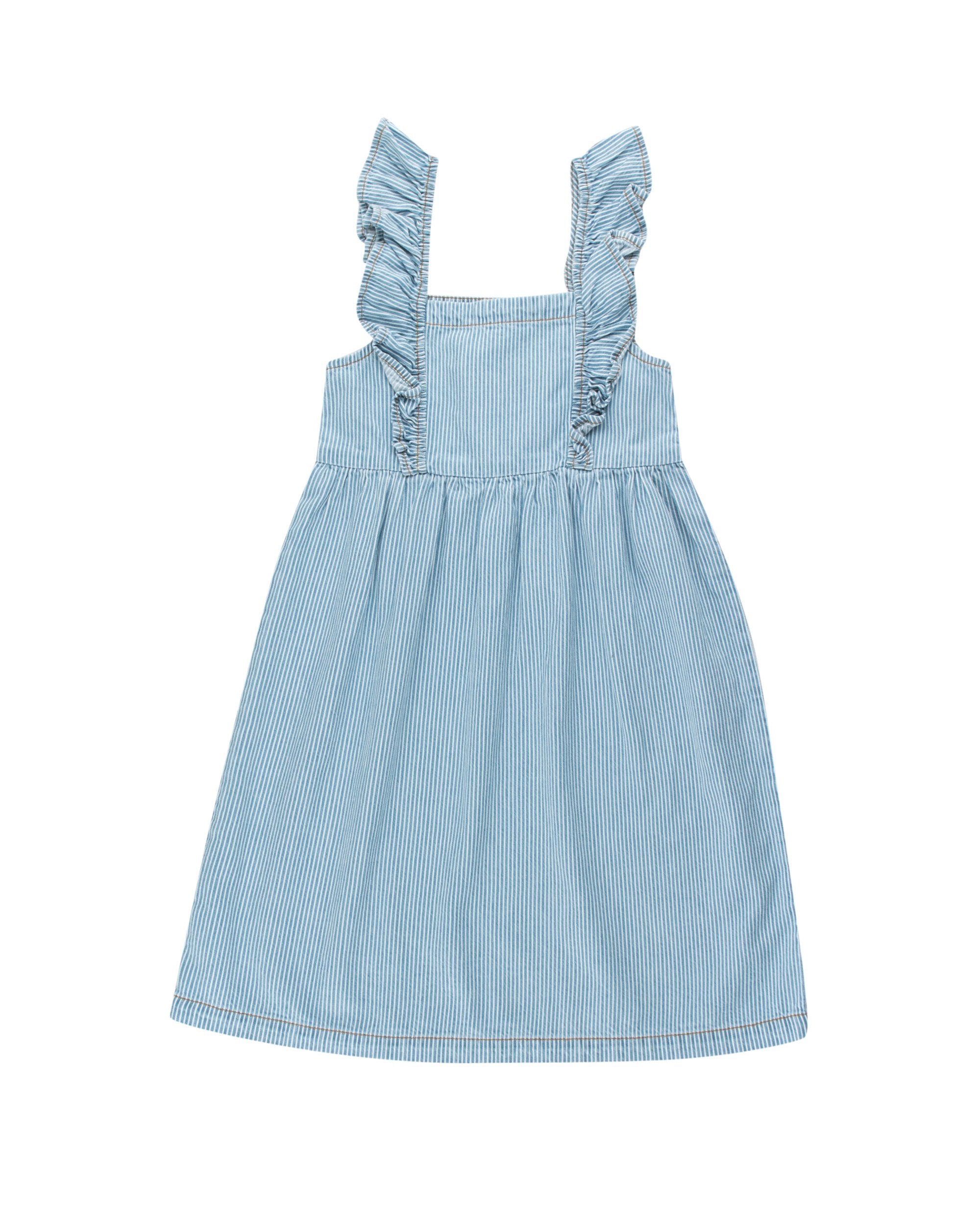 Striped Denim Frills Dress