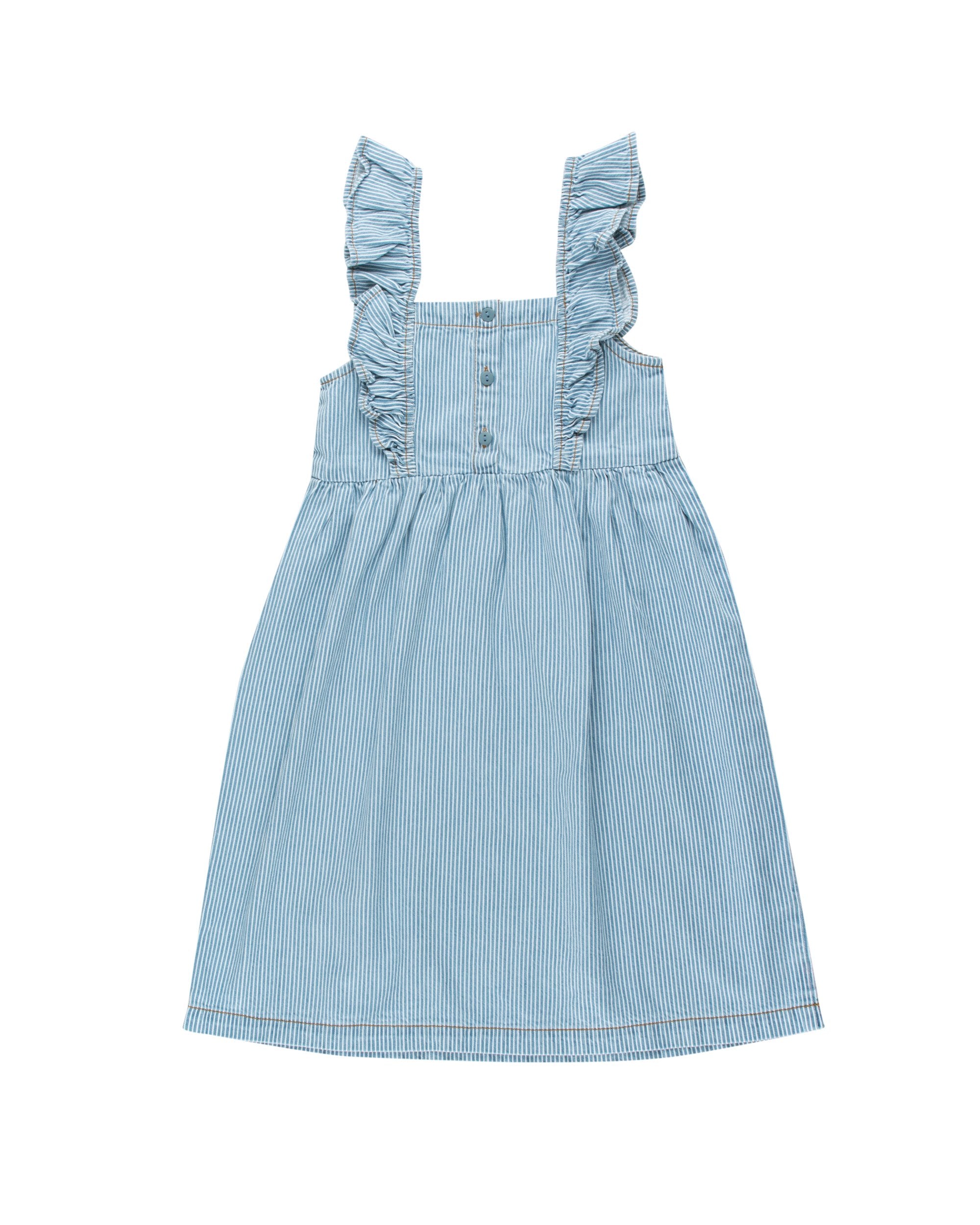 Striped Denim Frills Dress